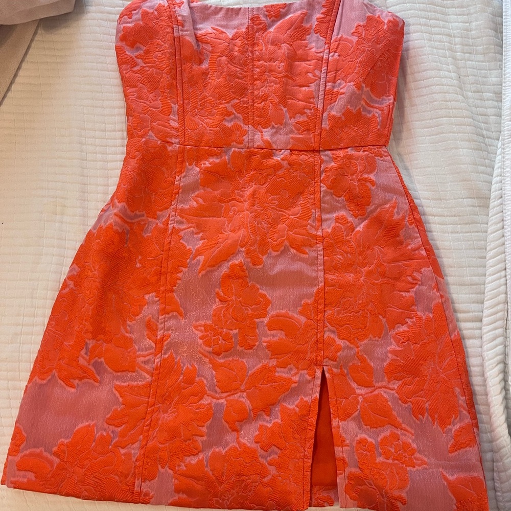 Showpo Brialey mini orange floral dress - never worn. Size 4 but fits like a 2